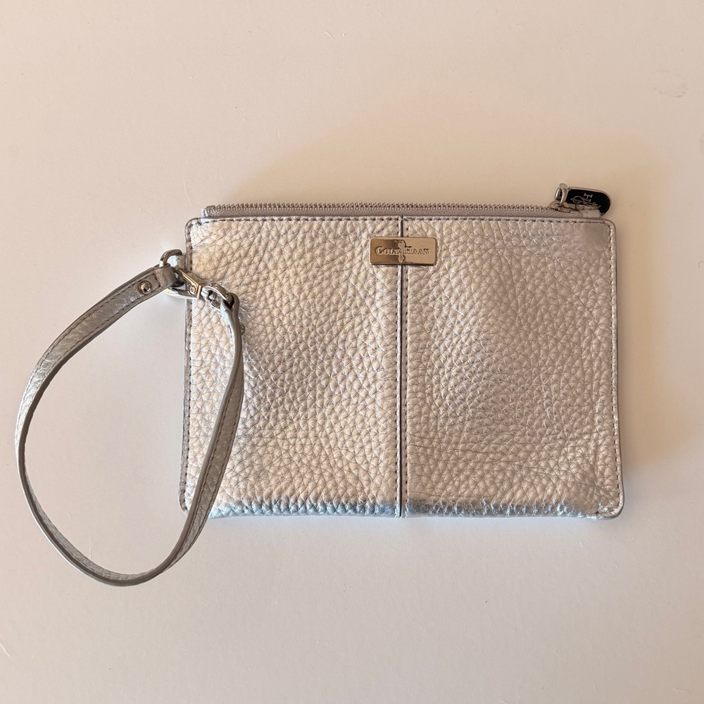 Cole Haan Metallic Silver Wristlet 🤍